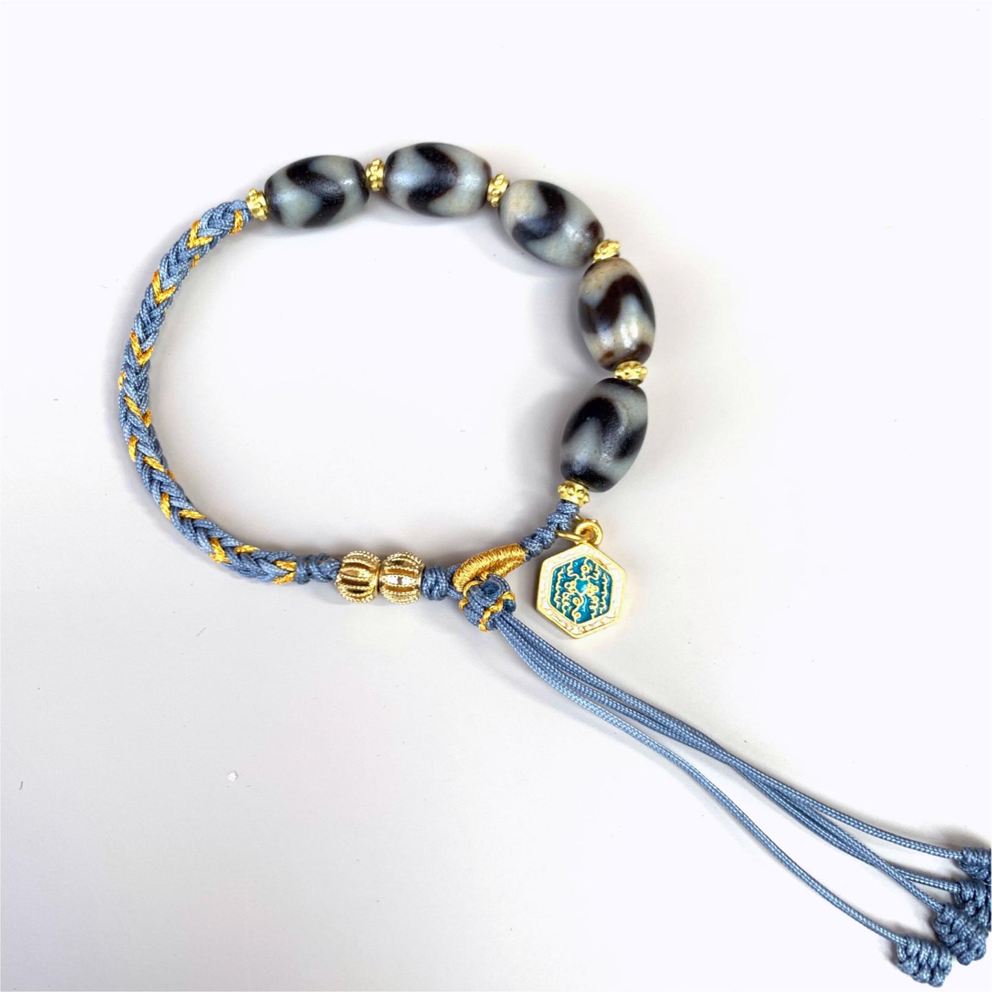 1Hand string with pure tiger's eye Dzi beads