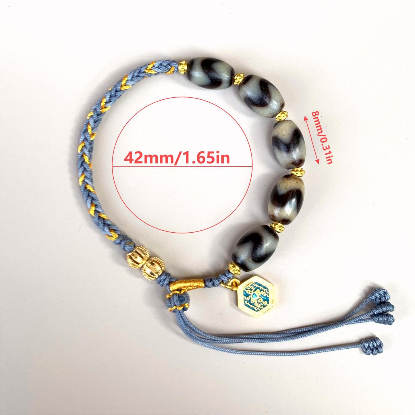 1Hand string with pure tiger's eye Dzi beads